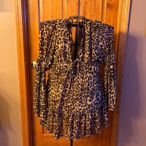 Missguided Animal Print Long Sleeve Dress